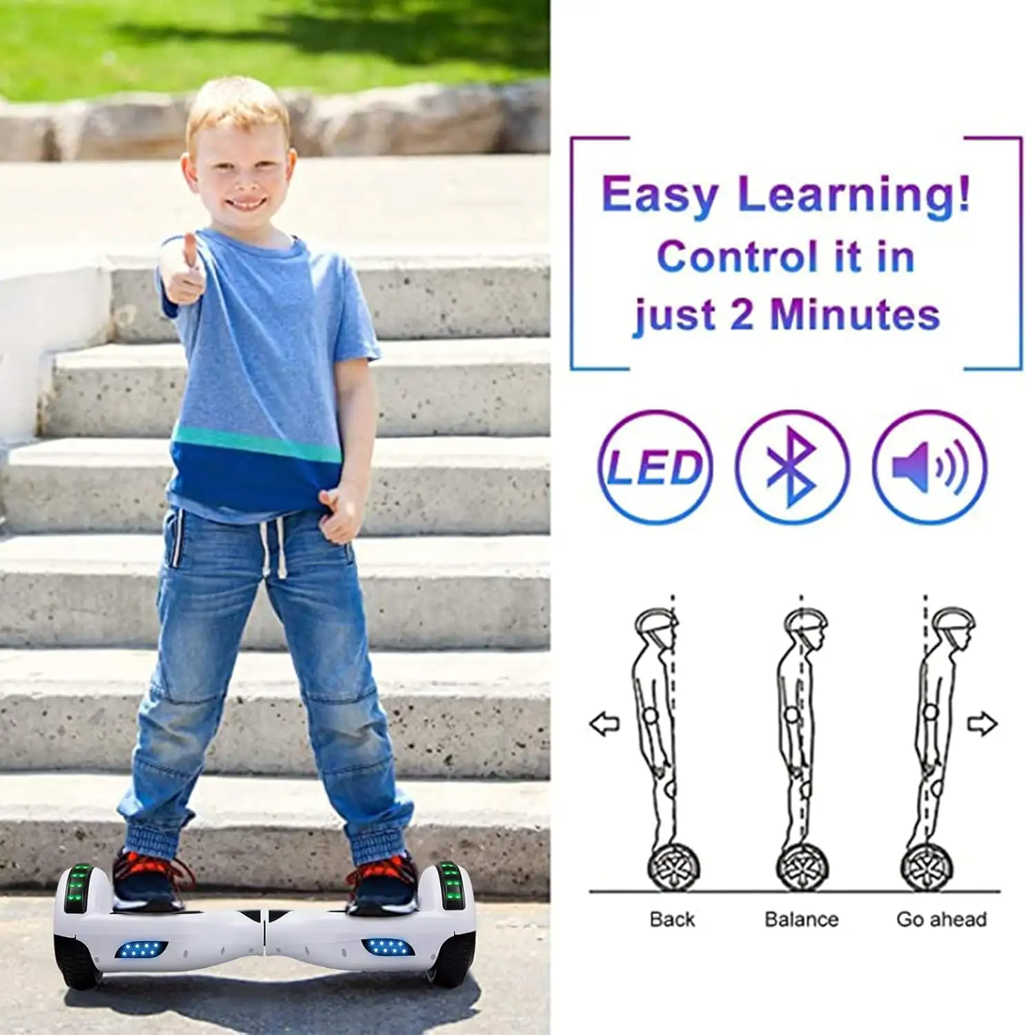 SISIGAD Hoverboard for Kids Ages 6-12, with Built-in Bluetooth Speaker and 6.5 Colorful Lights Wheels - 71yow7ak3ql._ac_sl1500_